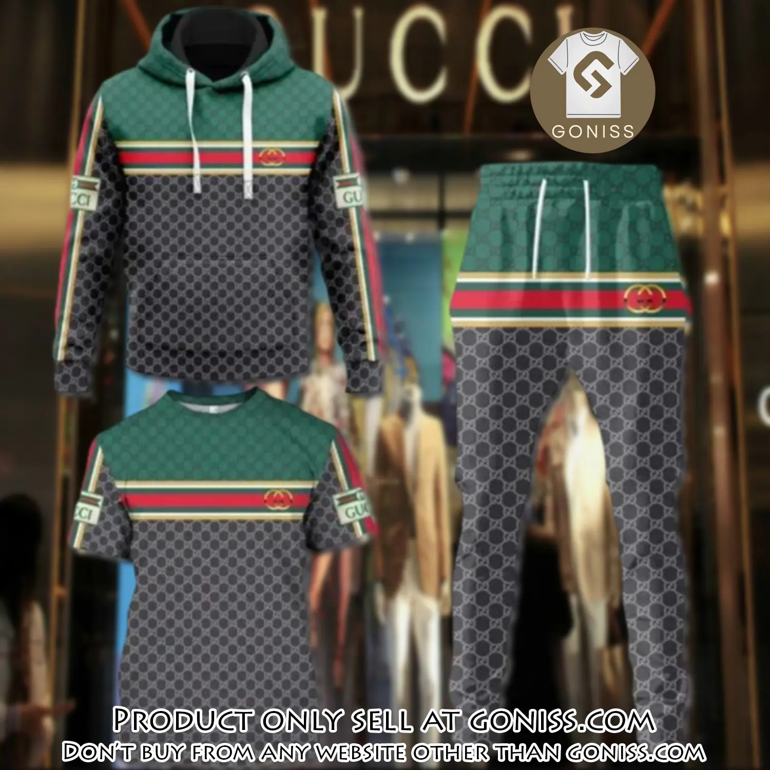 Gucci pattern unisex tshirt hoodie long pants set luxury brand clothing special gift outfit for men women gn0106227